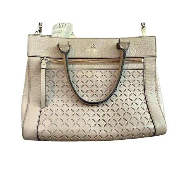 Kate Spade Perri Lane Romy Shoulder Handle Bag Leather Beige - Picture 2 of 16